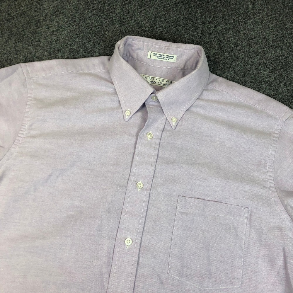 Editions by Van Heusen Mens Lilac Button Down Shirt Size 16 1/2 Half Sleeve